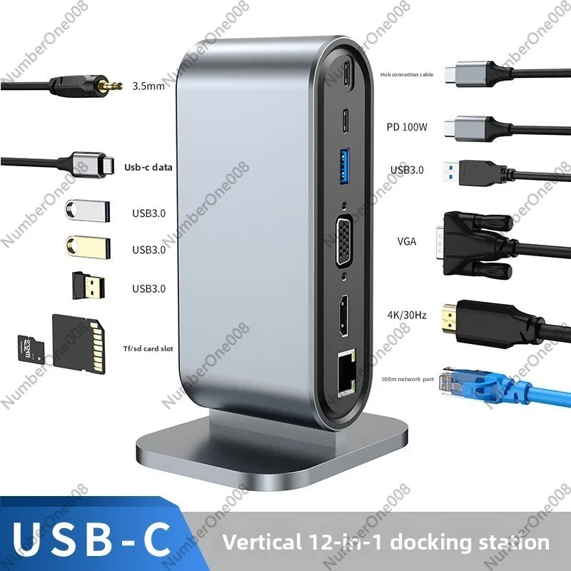 Multi Port Usb Hub - 12-портовая вертикальная USB-док-станция, многопортовый хаб 4K