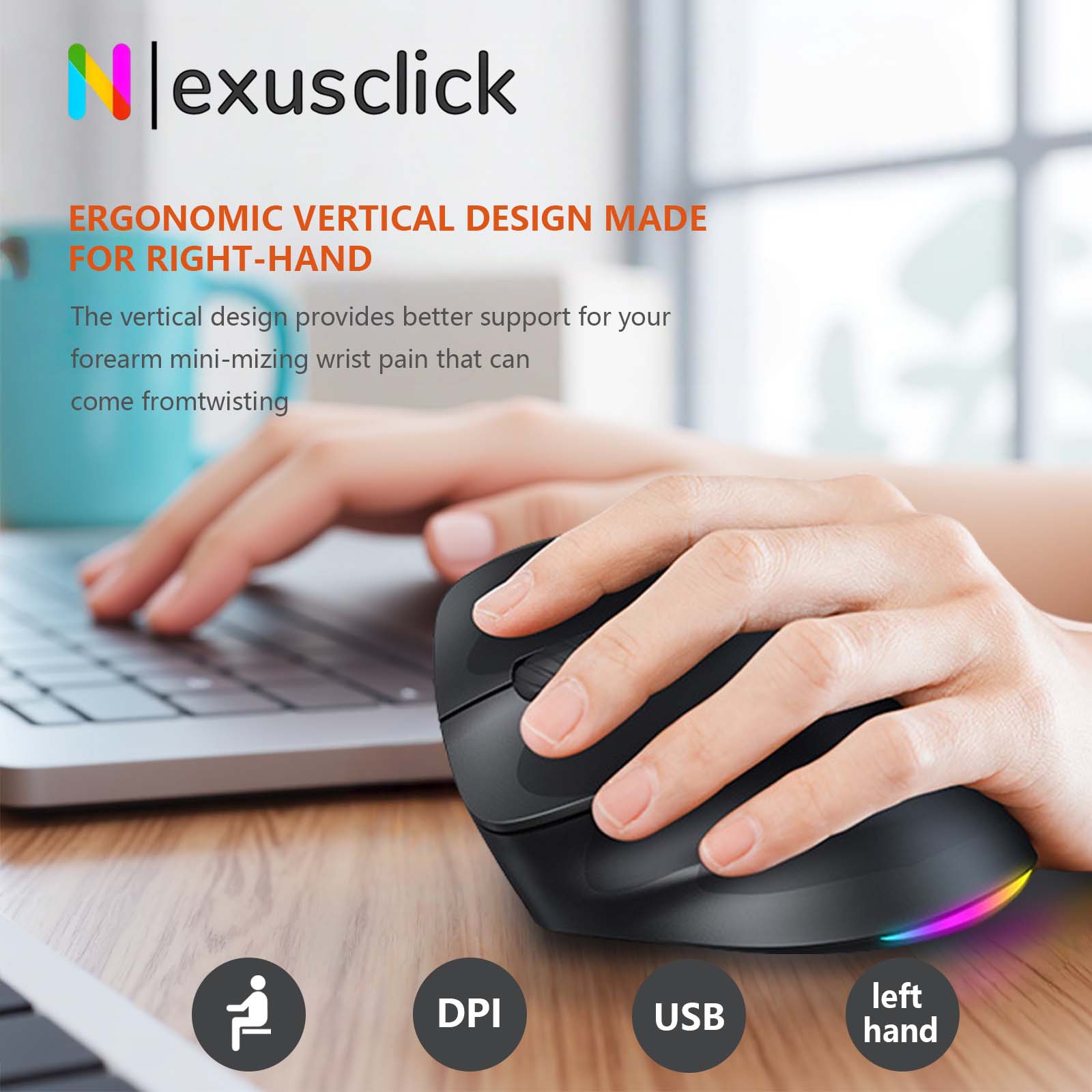 Ergonomic Mouse Vertical - Беспроводная вертикальная эргономичная мышь Meetion BTM010