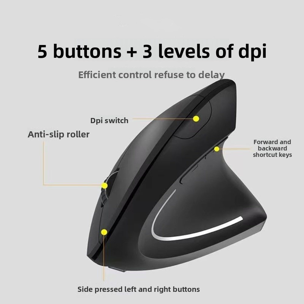Ergonomic Mouse Vertical - Вертикальная мышь 2,4G, бесшумная, светящаяся, проводная,