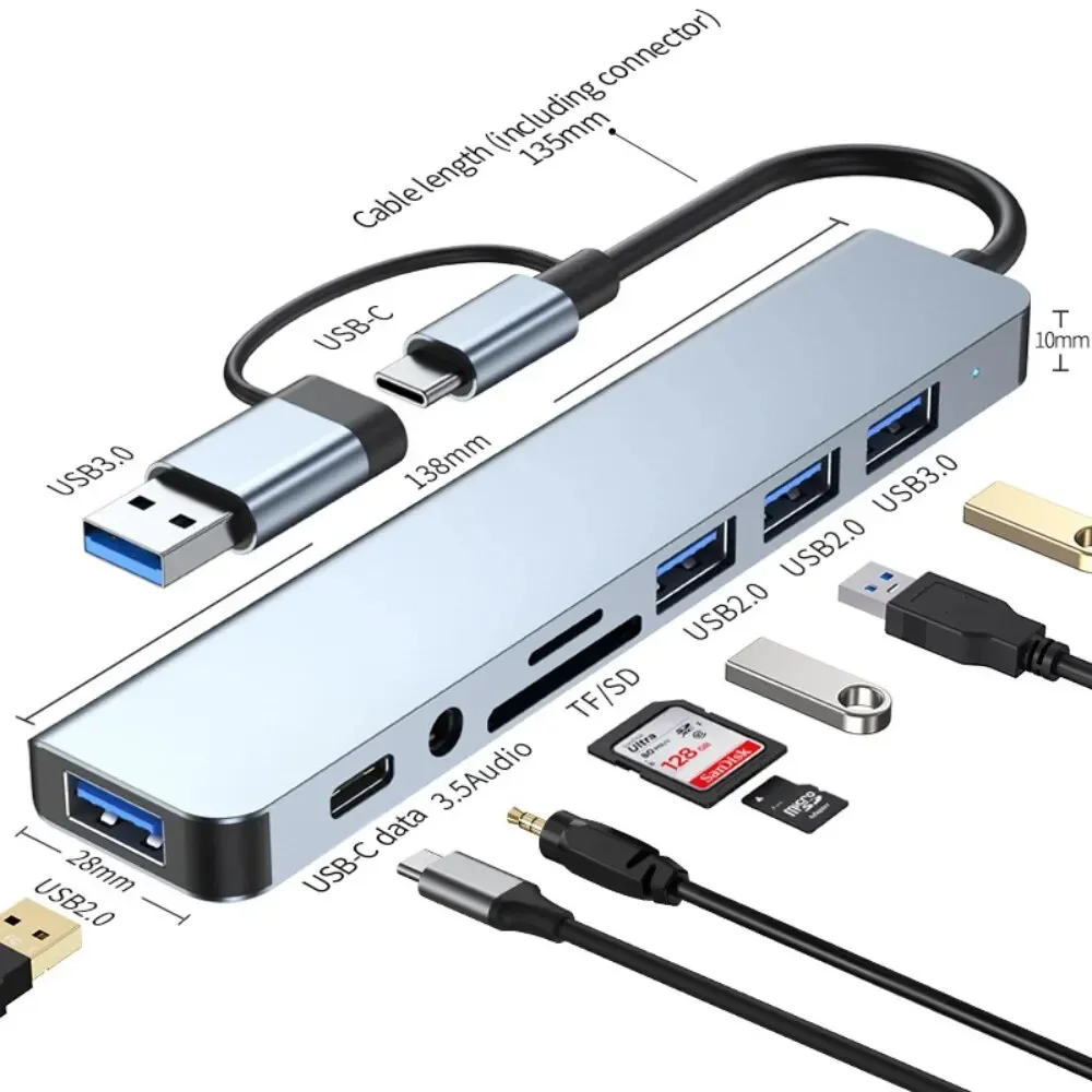 Концентратор USB-C 8 в 2, мног – обзор и цена Multi Port Usb Hub